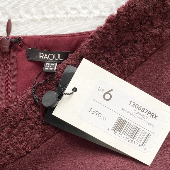 NWT RAOUL GARNET MARIELLE BURGUNDY WOOL BLEND TEXTURED CONTOURED MIDI DRESS - 6 - Picture 7 of 10